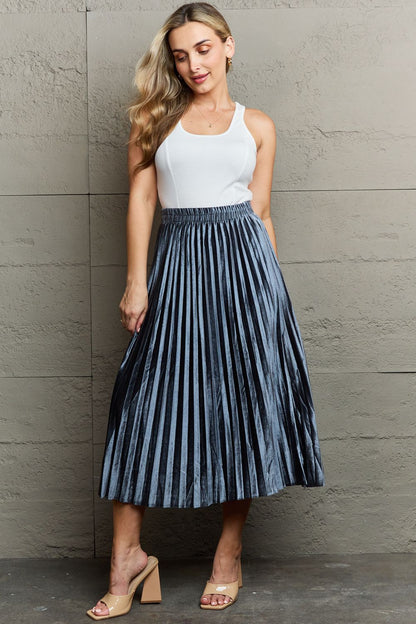 Pleated Flowy Midi Skirt | AdoreStarr