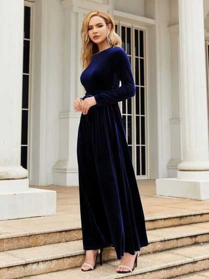 Tie Front Long Sleeve Maxi Dress | AdoreStarr