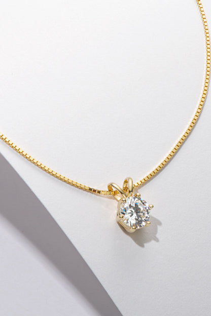 Moissanite Pendant Necklace - Gold One Size