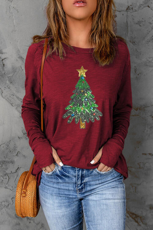 Sequin Christmas Tree T-Shirt | AdoreStarr