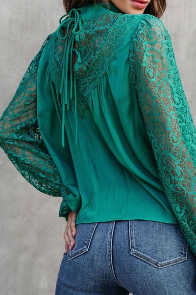 Lace Detail Flounce Sleeve Blouse | AdoreStarr