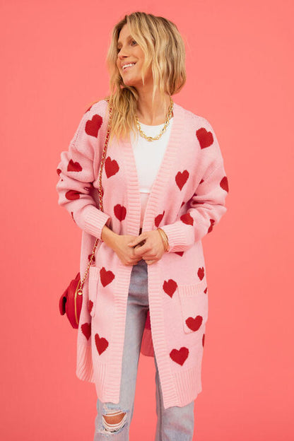 Heart Graphic Open Front Cardigan | AdoreStarr