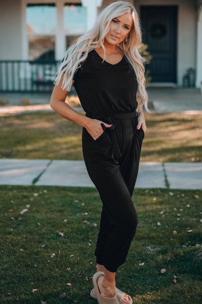 Belted Jogger Jumpsuit | AdoreStarr