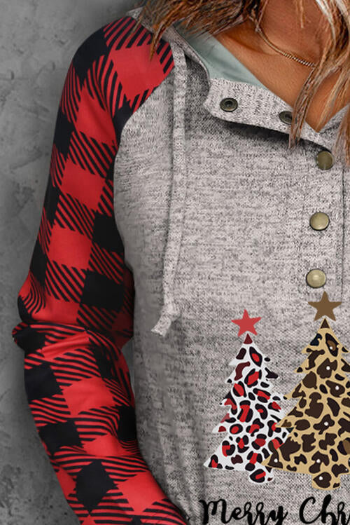 Plaid Christmas Tree Graphic Hoodie | AdoreStarr