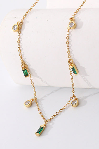 Multi-Charm Chain Necklace - Green One Size