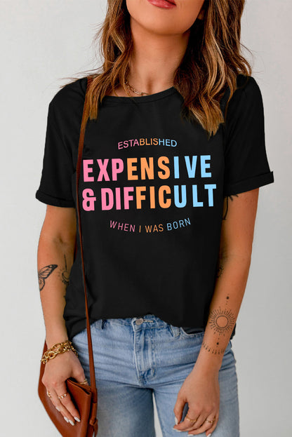 Slogan Graphic Cuffed Sleeve Tee | AdoreStarr