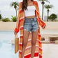 Striped Open Front Side Slit Duster Cover-Up | AdoreStarr