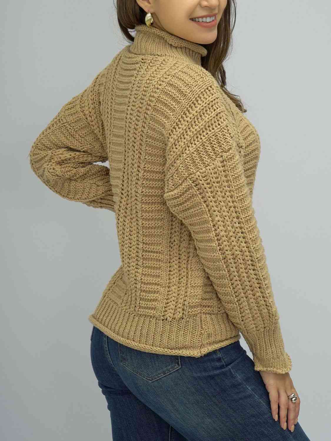 Cable-Knit Mock Neck Sweater | AdoreStarr