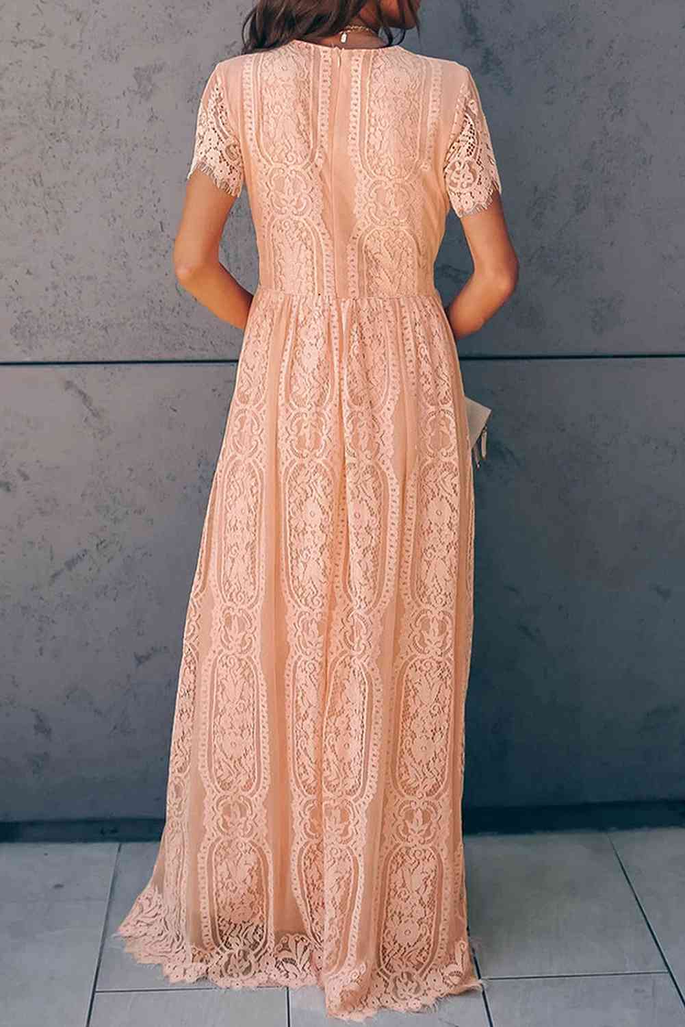 Scalloped Trim Lace Plunge Dress | AdoreStarr