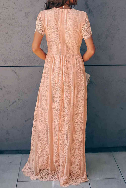 Scalloped Trim Lace Plunge Dress | AdoreStarr
