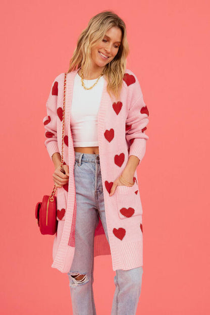 Heart Graphic Open Front Cardigan | AdoreStarr