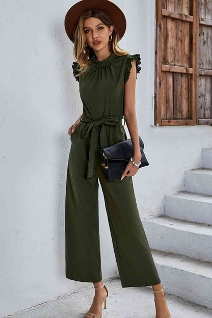 Butterfly Sleeve Tie Waist Jumpsuit | AdoreStarr