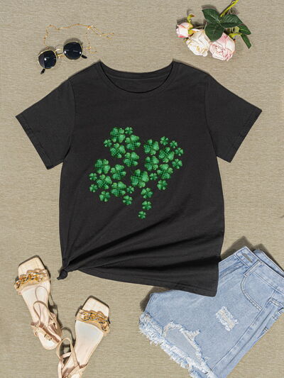 Lucky Clover Round Neck T-Shirt | AdoreStarr