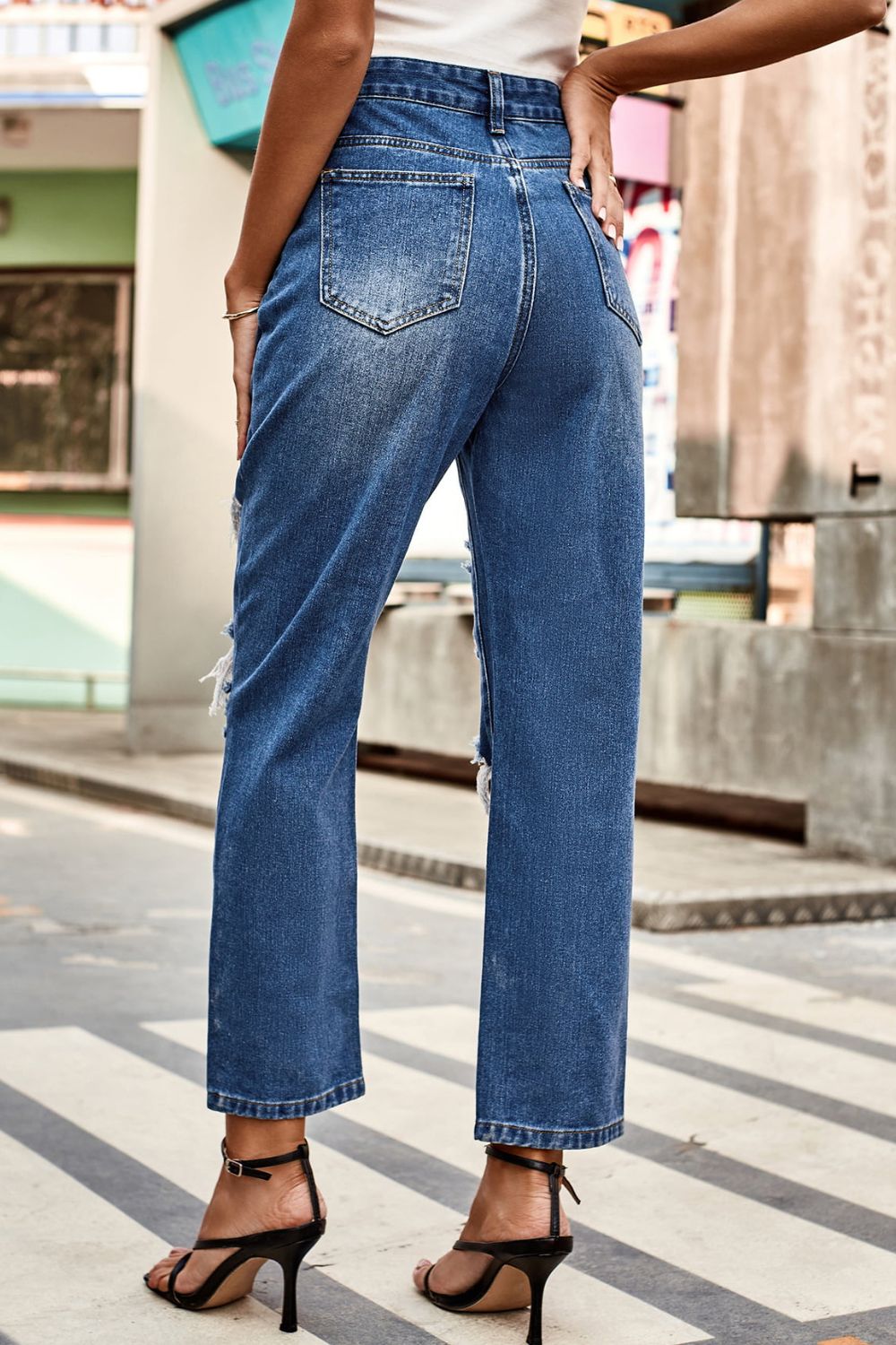Distressed Buttoned Jeans | AdoreStarr