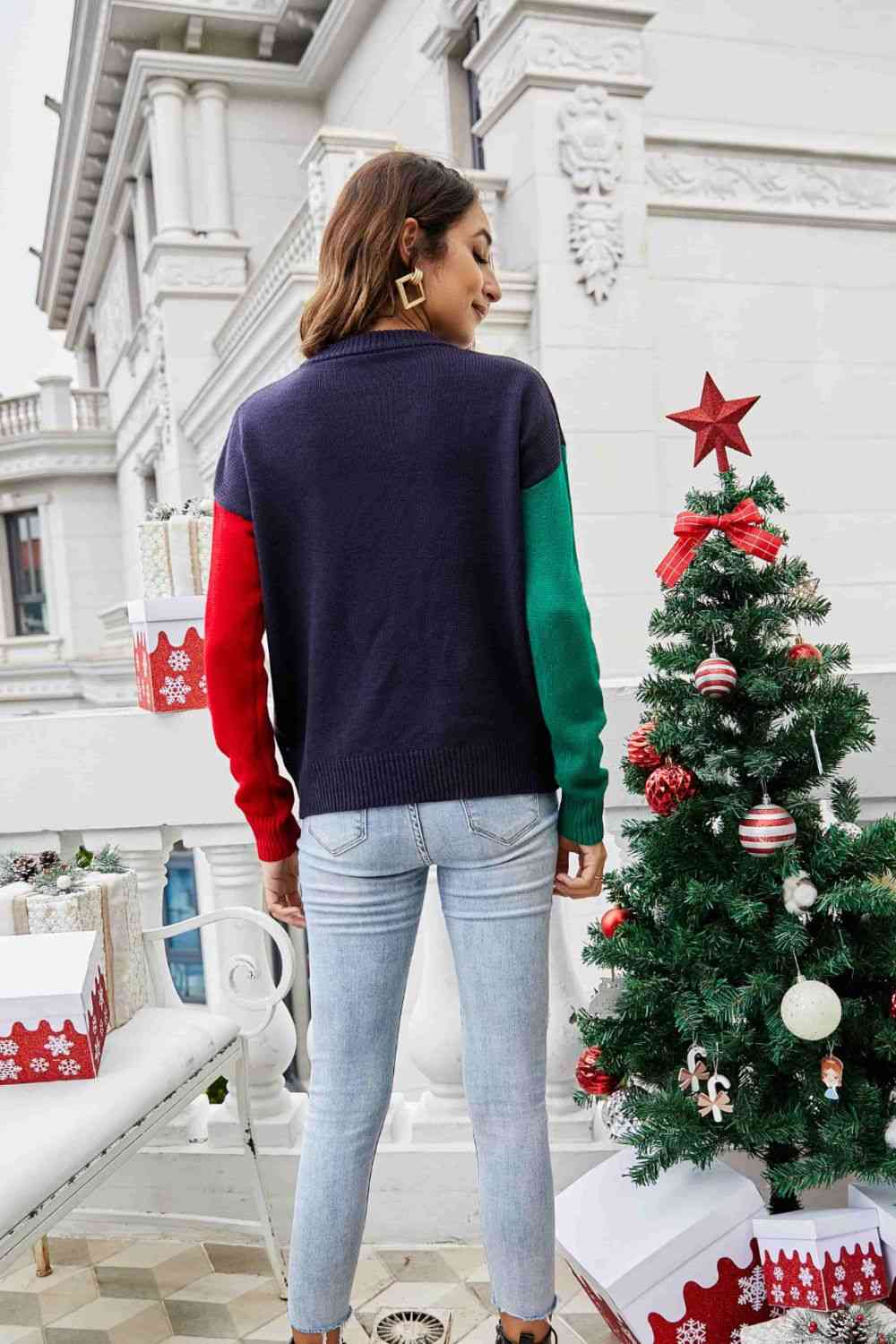 Christmas Colorblock Knit Pullover | AdoreStarr