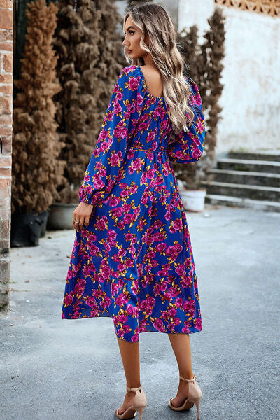 Printed Pocketed Midi Dress | AdoreStarr