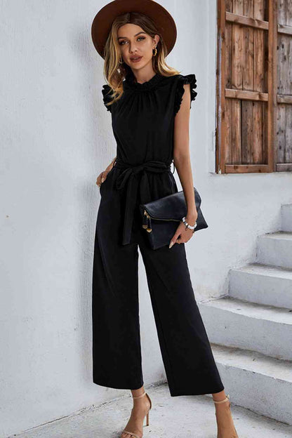 Butterfly Sleeve Tie Waist Jumpsuit | AdoreStarr