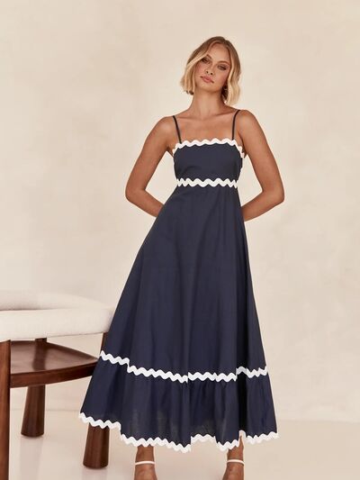 Spaghetti Strap Maxi Dress - Navy Blue