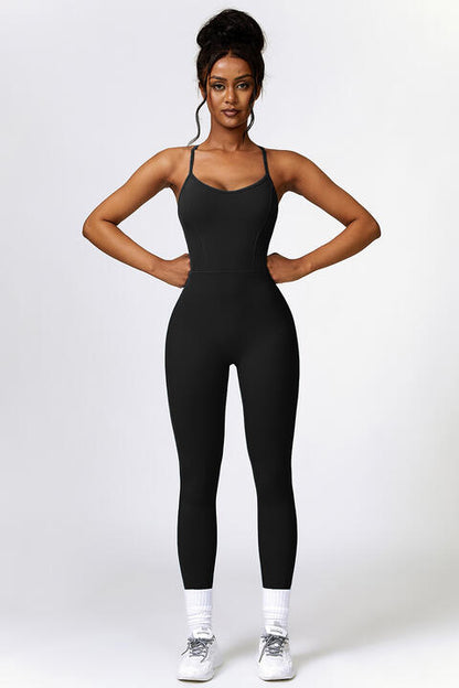 Open Back Spaghetti Strap Sports Jumpsuit | AdoreStarr