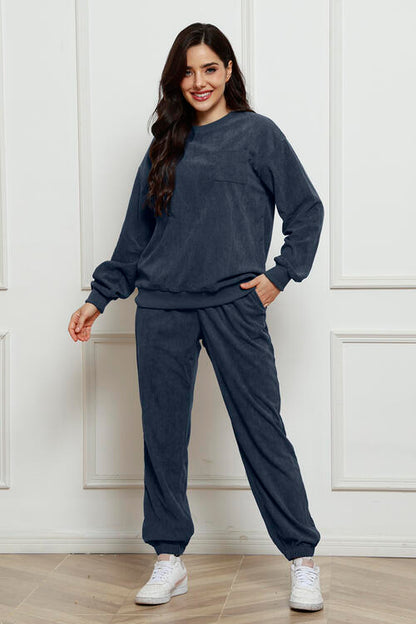 Corduroy Sweatshirt and Sweatpants Set | AdoreStarr