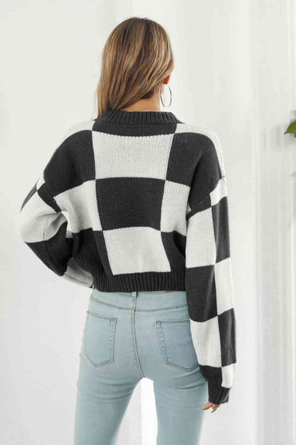 Colorblock Dropped Shoulder Sweater | AdoreStarr