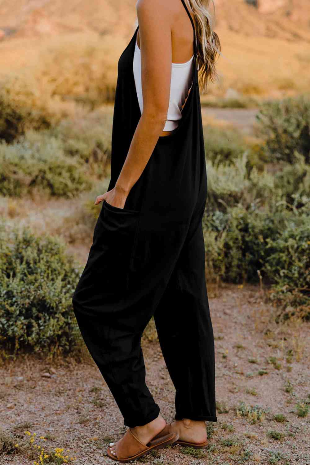 V-Neck Sleeveless Jumpsuit | AdoreStarr