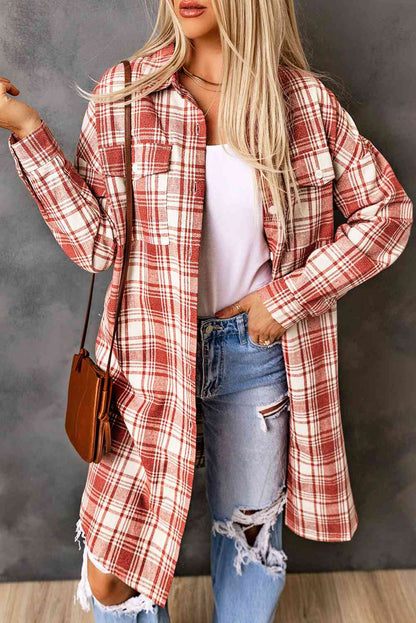 Plaid Button-Up Longline Shacket | AdoreStarr