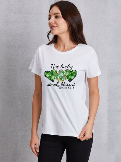 NOT LUCKY SIMPLY BLESSED Heart T-Shirt | AdoreStarr