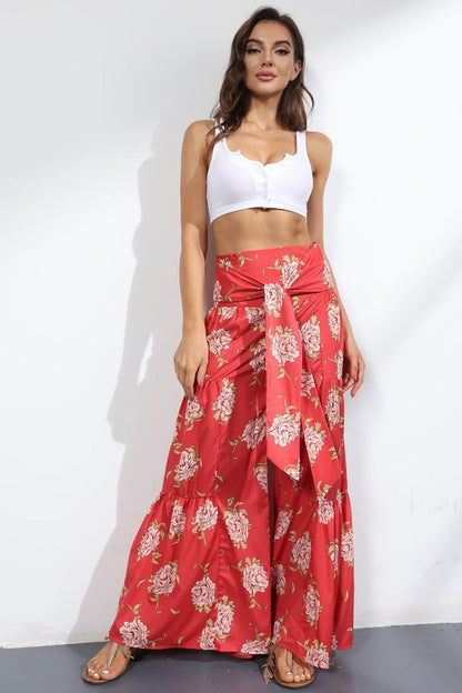 Printed High-Rise Tied Culottes | AdoreStarr