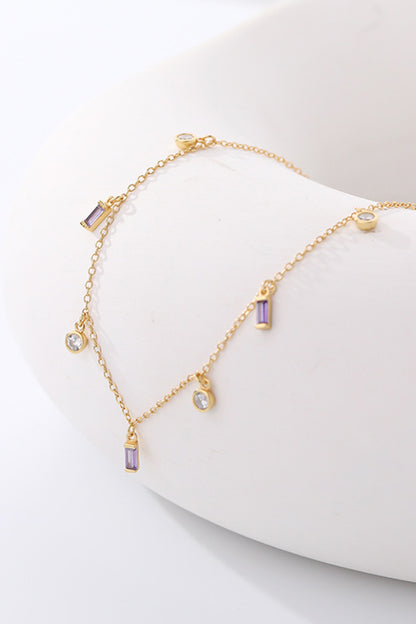 Multi-Charm Chain Necklace - Purple One Size