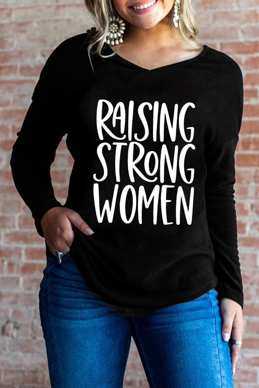 RAISING STRONG WOMEN Graphic V-Neck Top | AdoreStarr