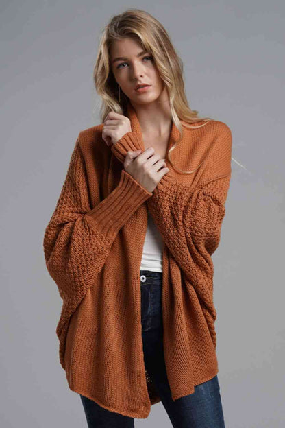 Dolman Sleeve Ribbed Trim Longline Cardigan | AdoreStarr