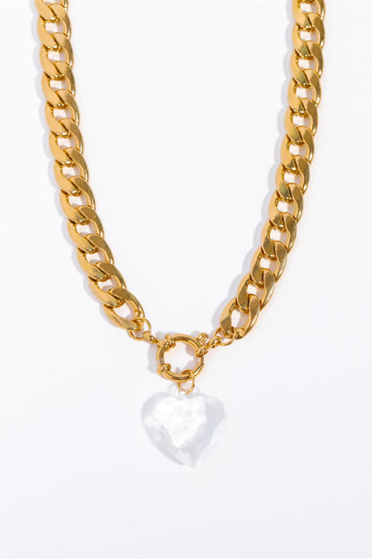 Heart Pendant Chain Necklace - Gold One Size