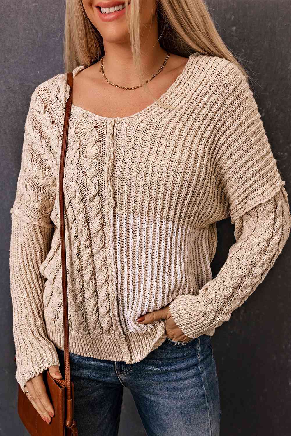 Cable-Knit Exposed Seam Sweater | AdoreStarr
