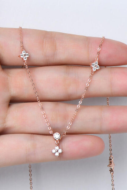 Moissanite 925 Necklace - Rose Gold One Size