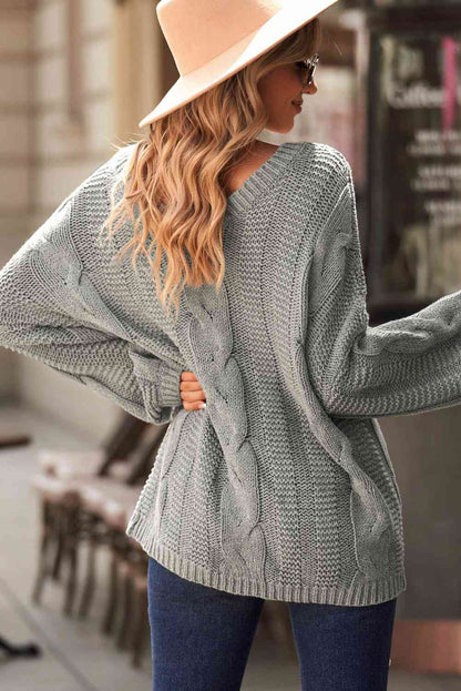 Cable Knit V-Neck Sweater | AdoreStarr