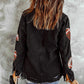 Sequin Football Patch Snap Down Distressed Jacket | AdoreStarr