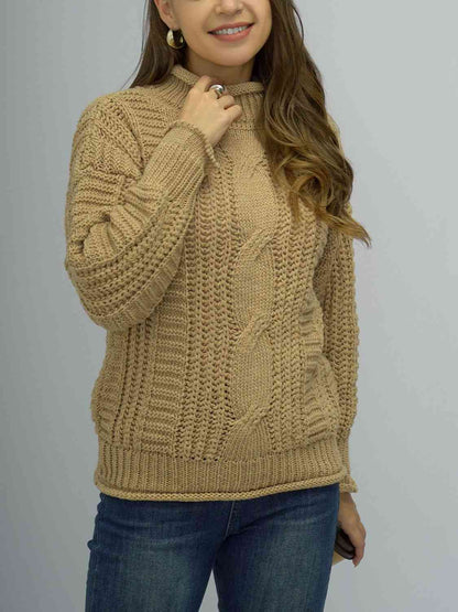 Cable-Knit Mock Neck Sweater | AdoreStarr