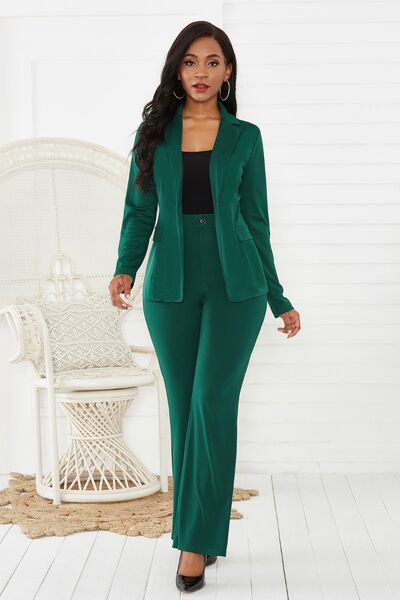 Lapel Collar Blazer and Pants Set | AdoreStarr