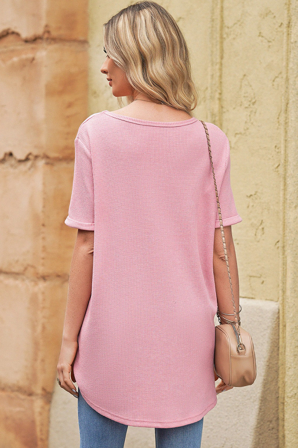 V-Neck Tunic Top - Blush Pink