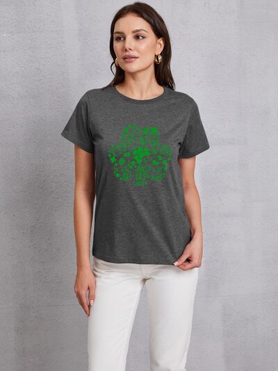 Lucky Clover Round Neck T-Shirt | AdoreStarr