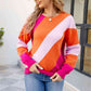 Color Block Ribbed Round Neck Sweater | AdoreStarr