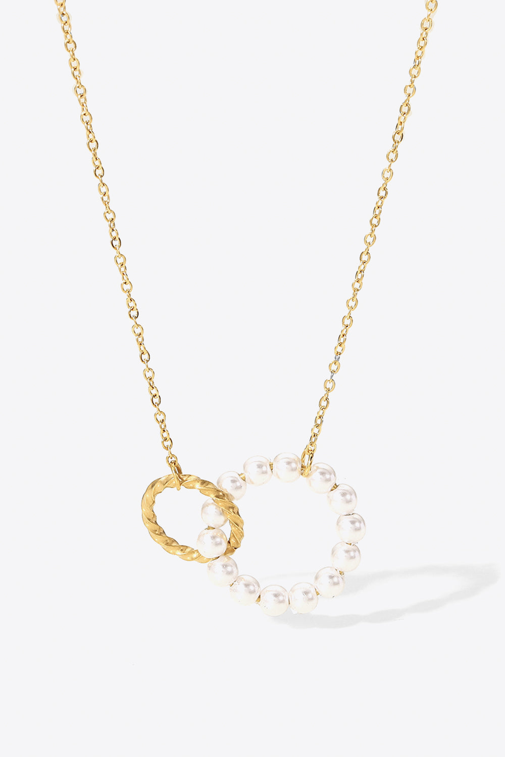 Pearl Hoop Link Pendant Necklace | AdoreStarr
