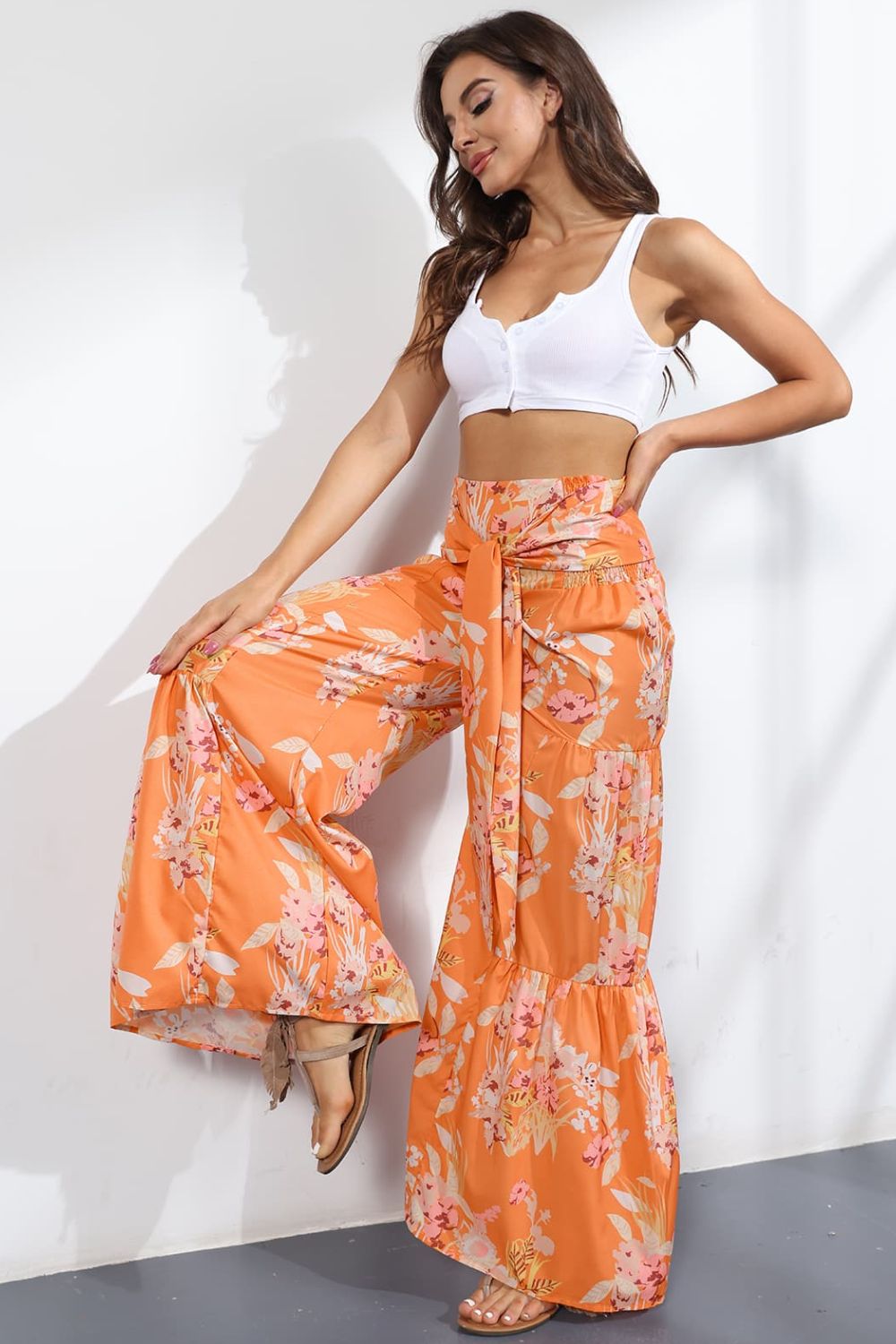 Printed High-Rise Tied Culottes | AdoreStarr