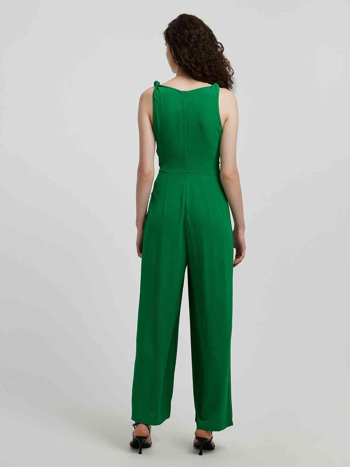 Knot Detail Tie Front Sleeveless Jumpsuit | AdoreStarr