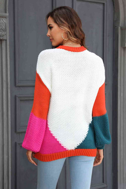 Colorblock Drop Shoulder Sweater | AdoreStarr