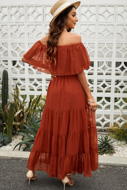 Off-Shoulder Tiered Maxi Dress | AdoreStarr