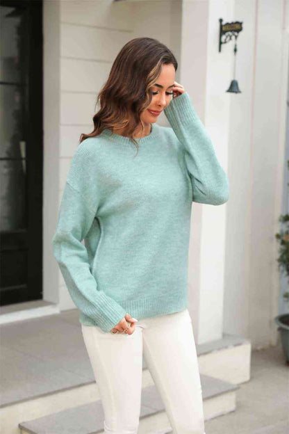 Ribbed Long Sleeve Sweater - Gum Leaf