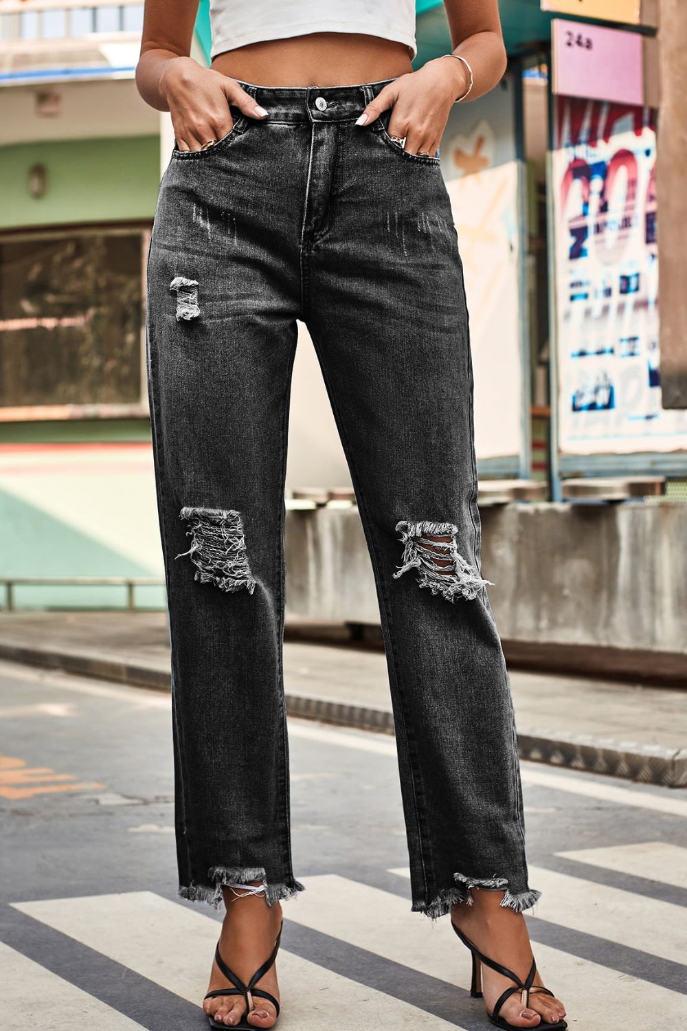 Distressed Loose Fit Jeans | AdoreStarr