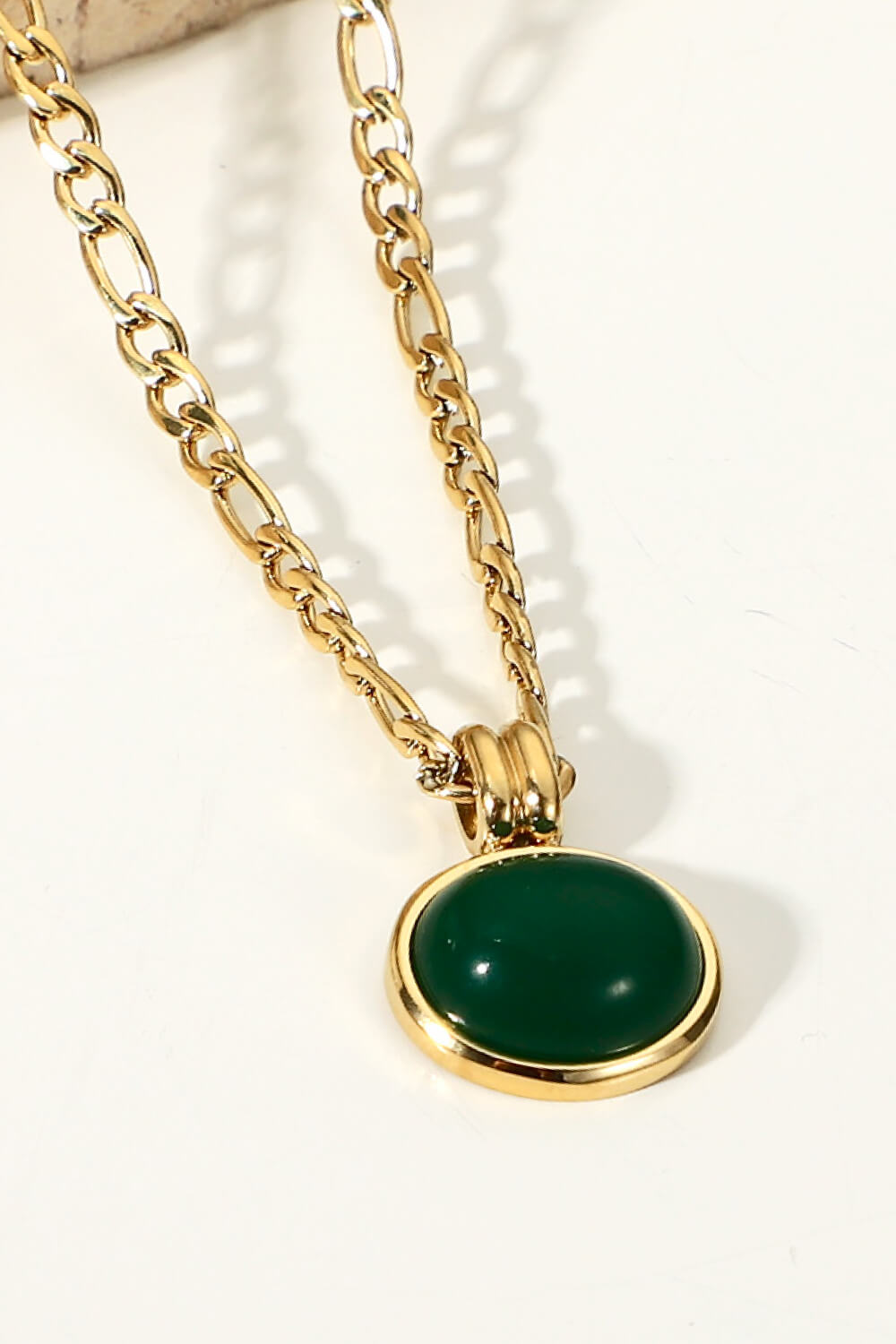 Inlaid Stone Round Pendant Chain Necklace | AdoreStarr